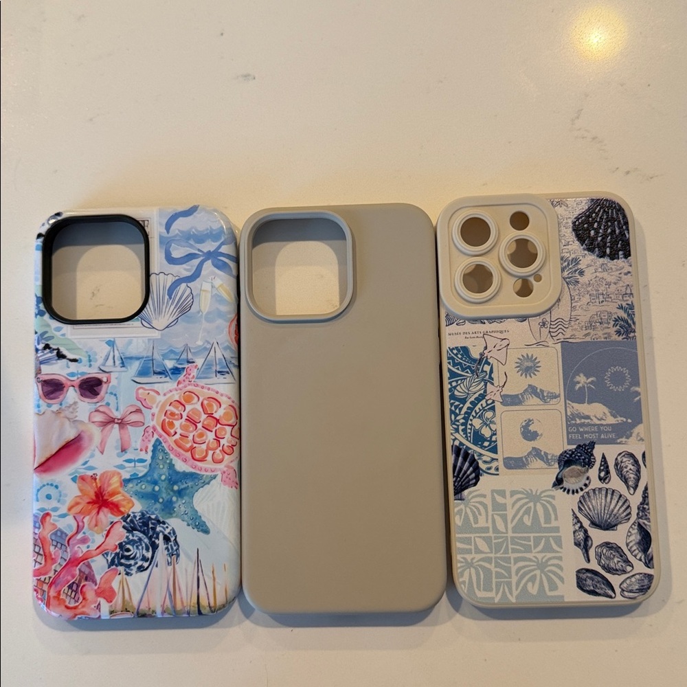 Stylish Phone Case Set - Blue, Multicolor, Gray, Black - iPhone 15 Pro Max
